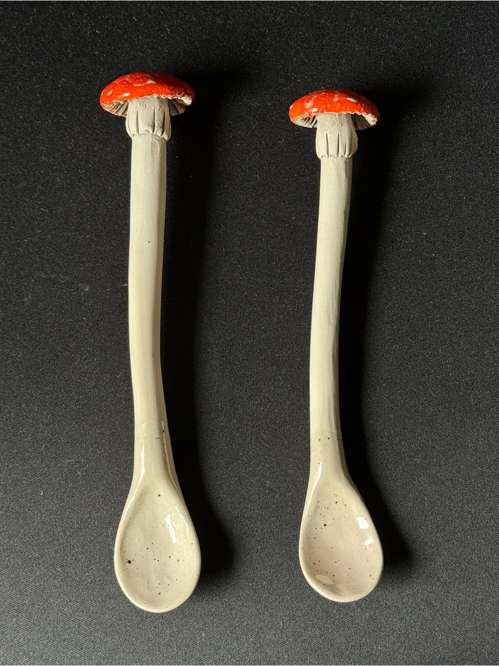 Ceramic mushroom spoons
